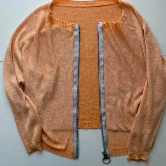 Gigi Moda Kyle Zip Front Cardigan in Shimmer Peach Color OS - Picture 9 of 14